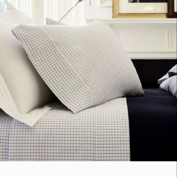 Ralph Lauren Home Blue Tattersall Check Sheets - Picture 4 of 9